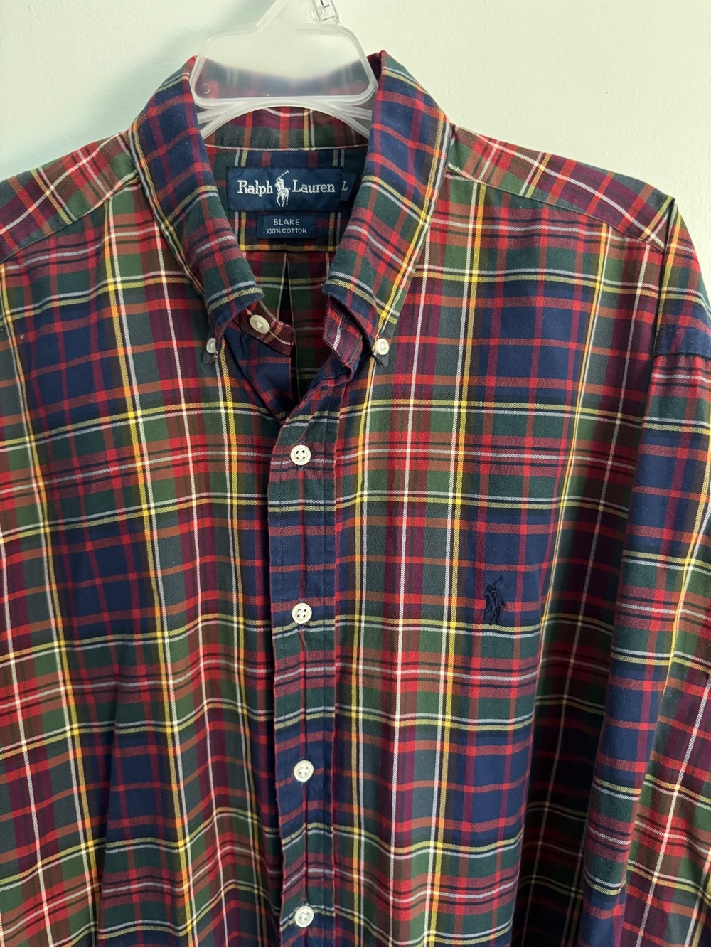 Ralph Lauren Navy, Red & Green Plaid Button-Down Shirt